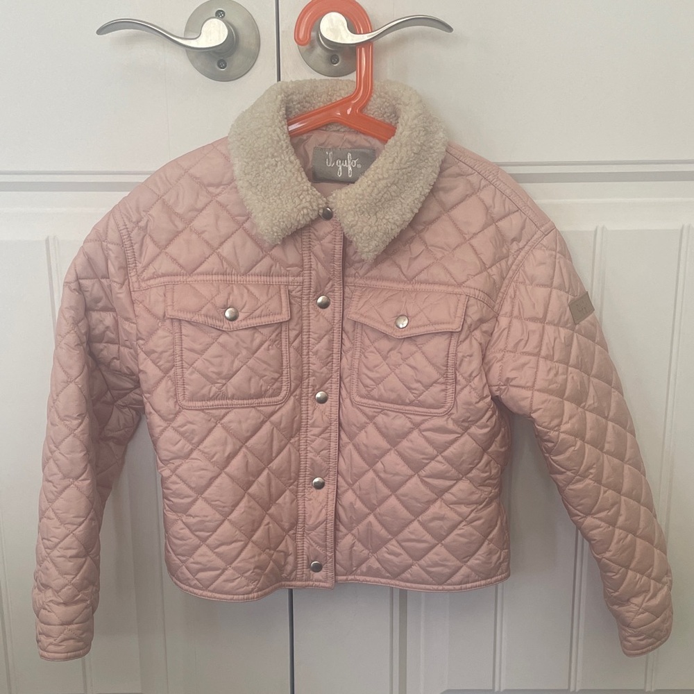 Il Gufo Girl 10 Quilted Pink Puffer Jacket with Sherpa Collar